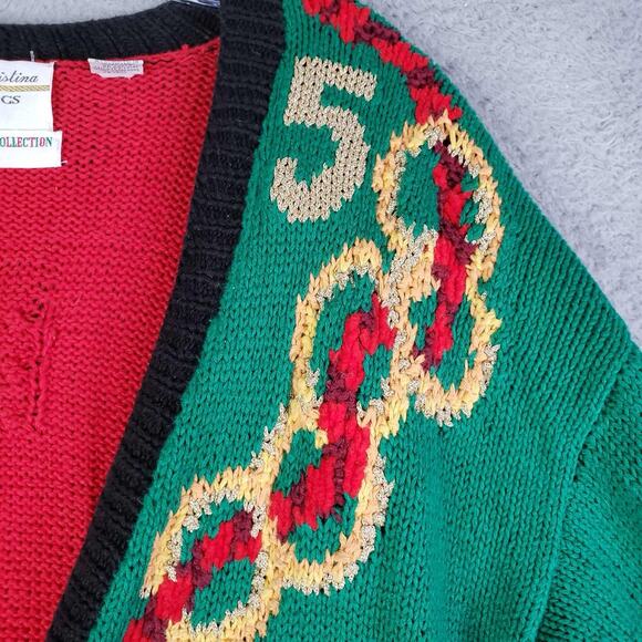 Vtg Marisa Christina Sweater Womens Medium 12 Days of Christmas Cardigan 90s - Picture 7 of 16